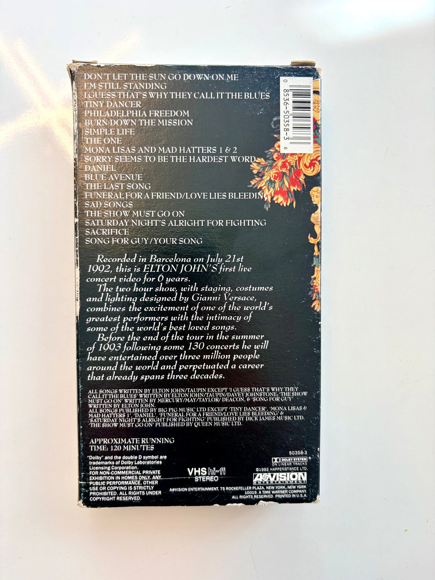 Elton John, Live World Tour 1992 VHS video