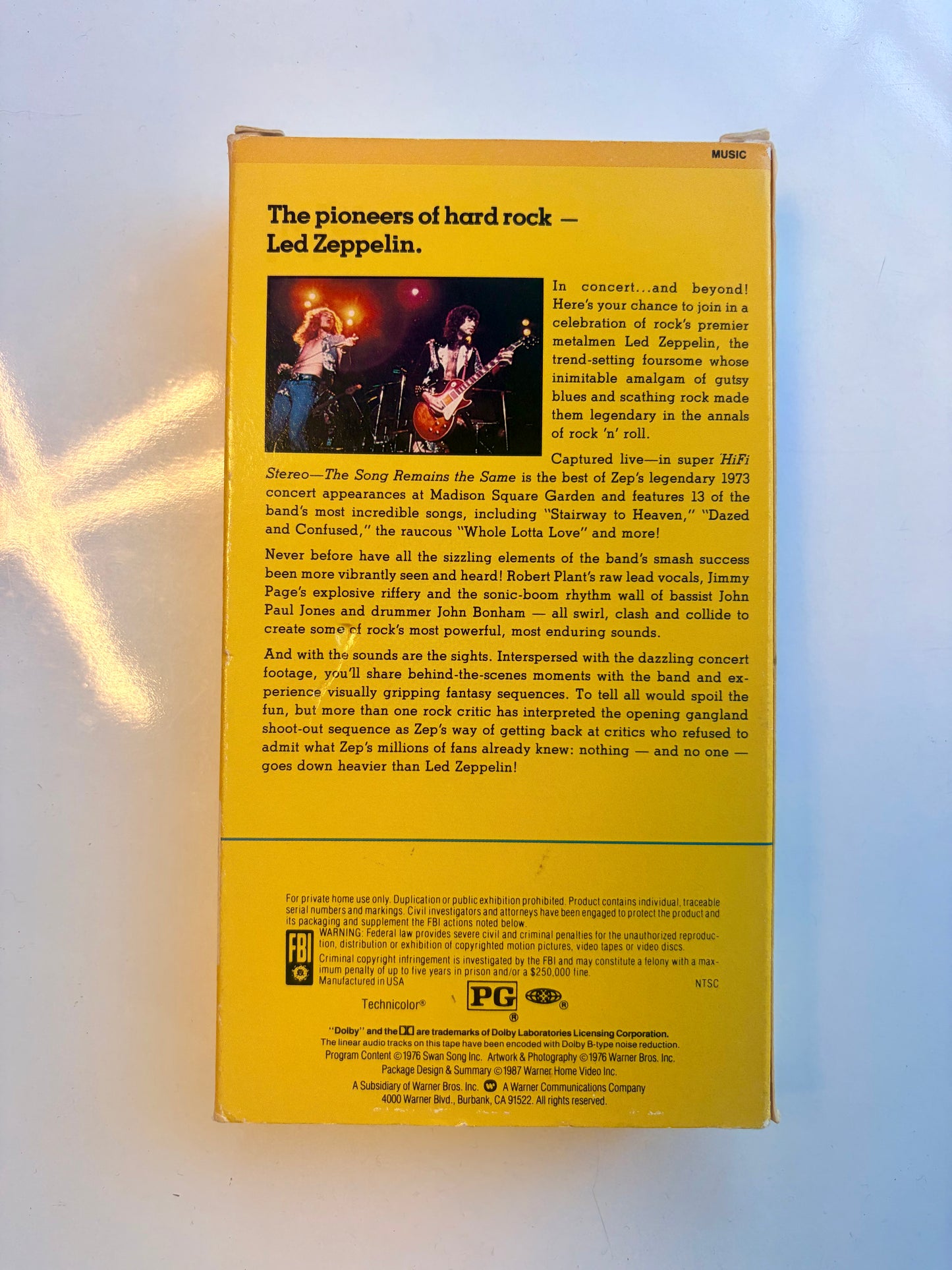 Led Zeppelin, The Song Remains The Same VHS video