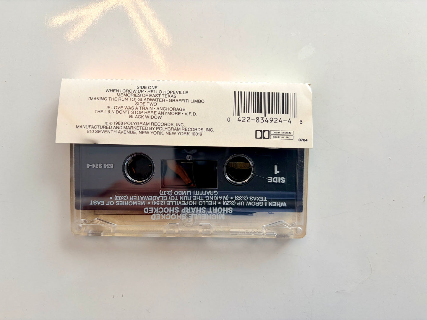 Michelle Shocked, Short Sharp Shocked cassette